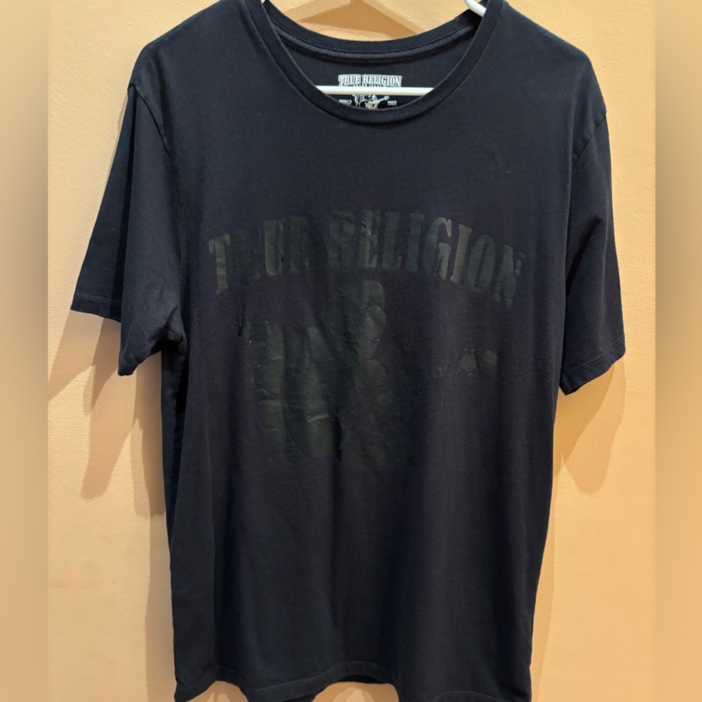 True Religion Short sleeve t-shirt featuring a tonal Buddha Logo graphic Size M